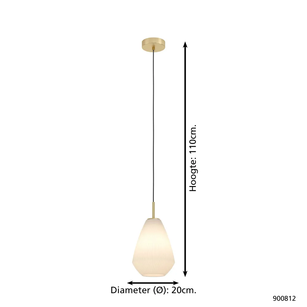 EGLO hanglamp Caprarola - e27 - ø 20 cm - zand/koper - satijn glas