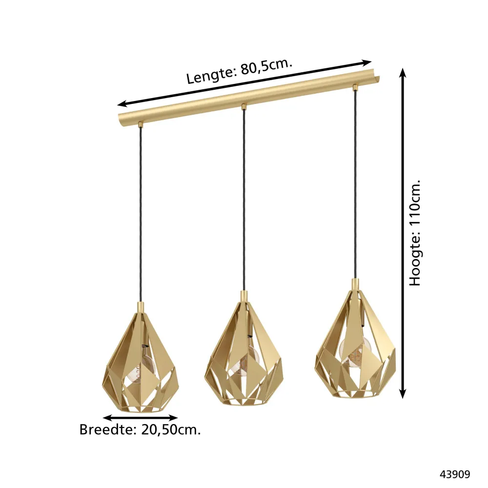EGLO hanglamp Carlton - e27 - 80,5 cm - goud - staal
