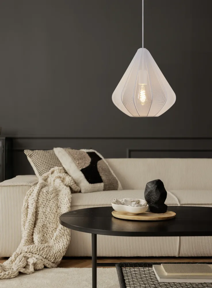 EGLO hanglamp Dolwen - e27 - ø 33,5 cm - wit - textiel