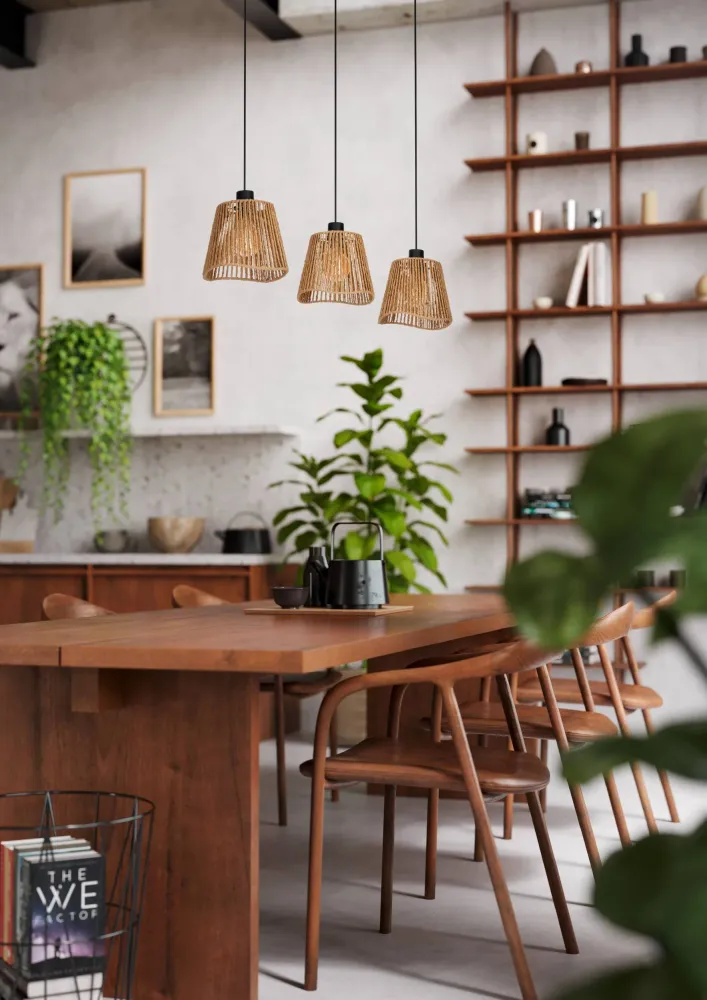 EGLO hanglamp Lavister - e27 - papier/staal - zwart/bruin