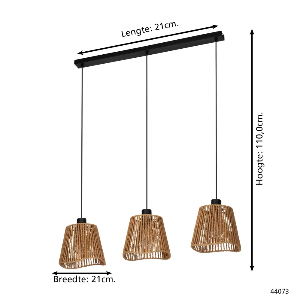 EGLO hanglamp Lavister - e27 - papier/staal - zwart/bruin