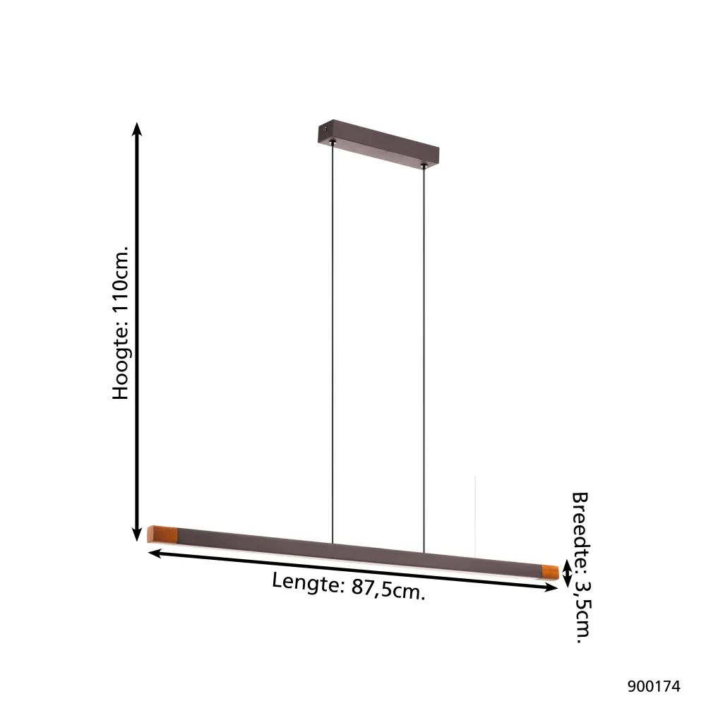 EGLO hanglamp Lisciana - led - 87,5 cm - grijs/bruin/wit - dimbaar