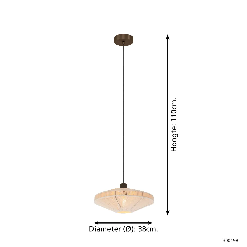 EGLO hanglamp Orimini - E27 - Ø 38 cm - crème/brons - textiel