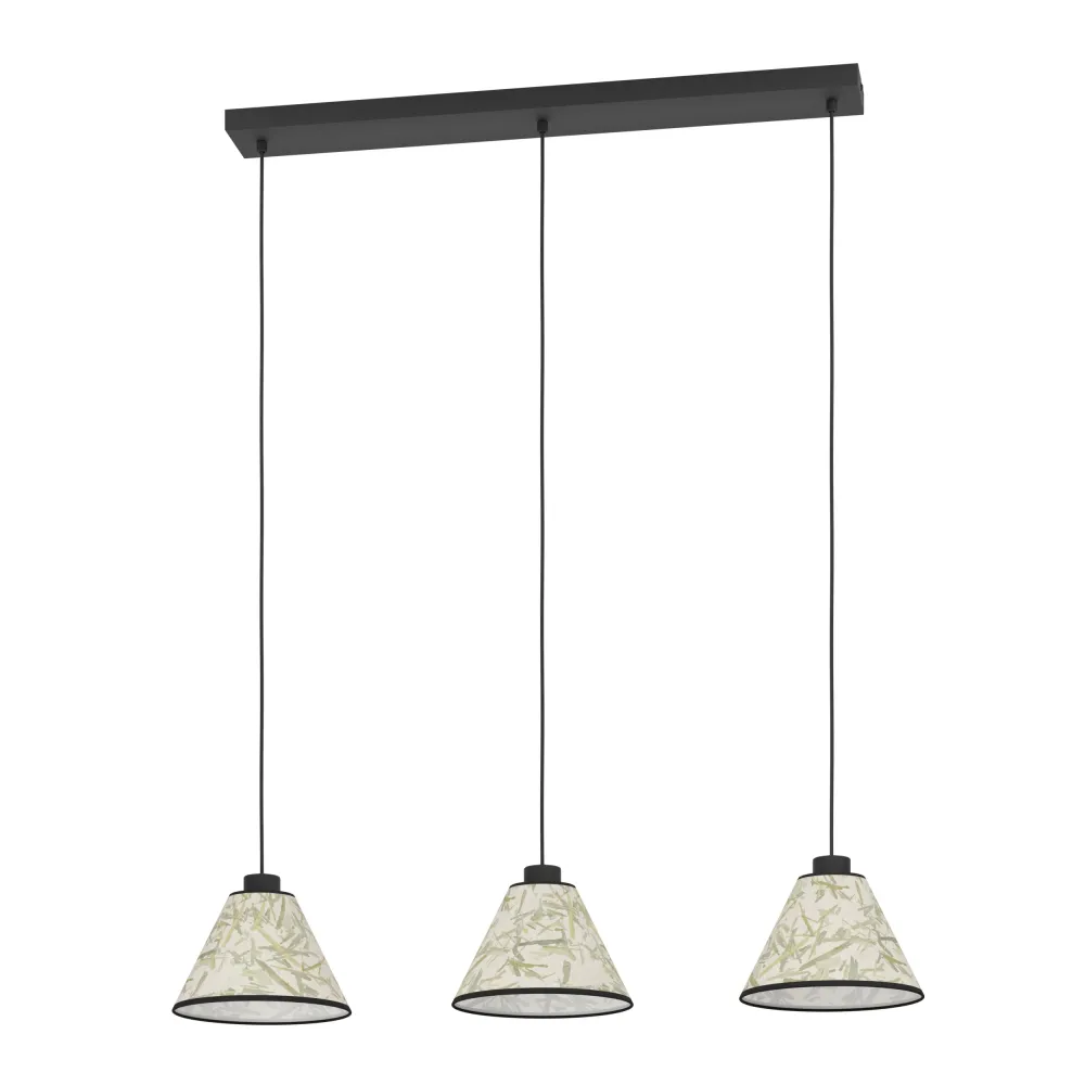 EGLO hanglamp Oxpark - e27 - 92 cm - zwart/wit/groen - bamboe