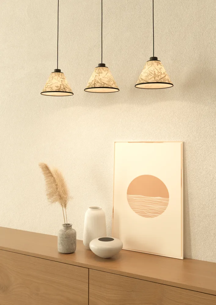 EGLO hanglamp Oxpark - e27 - 92 cm - zwart/wit/groen - bamboe