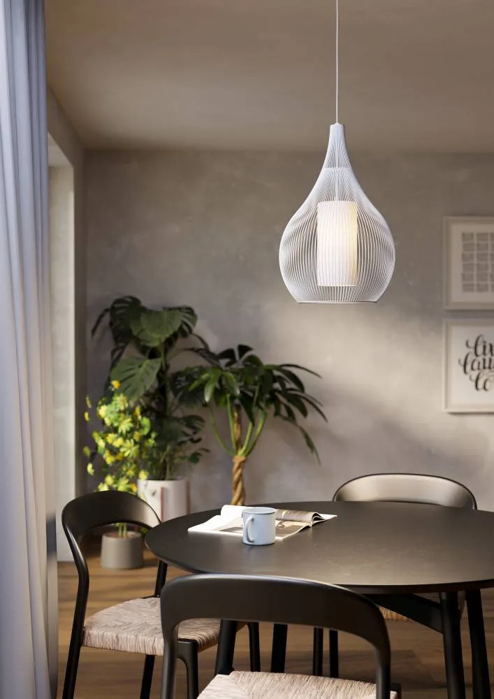 EGLO hanglamp Razoni 1 - e27 - ø 42,5 cm - wit - glas