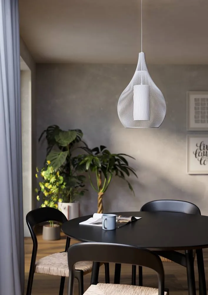 EGLO hanglamp Razoni 1 - e27 - ø 42,5 cm - wit - glas