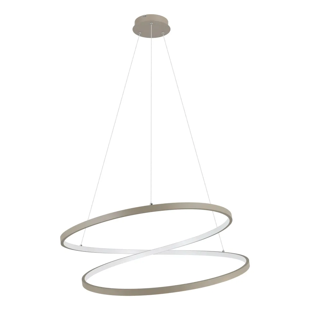 EGLO hanglamp Ruotale - led - ø 70 cm - zandkleur/beige/wit