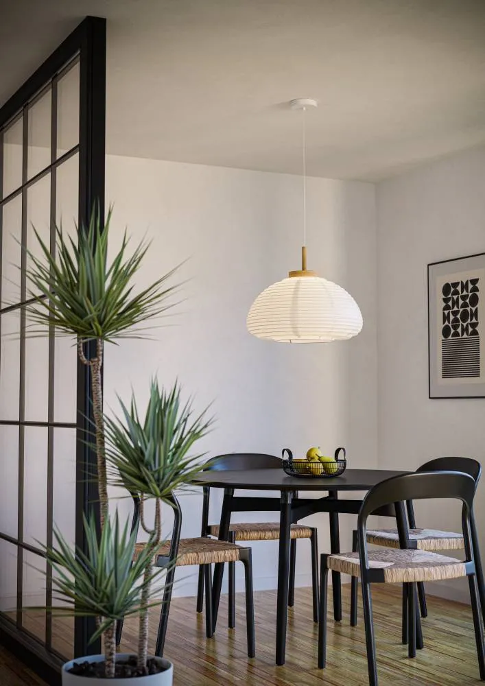 EGLO hanglamp Summerhill - e27 - hout/papier - wit/bruin