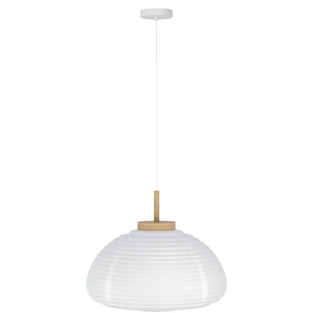 EGLO hanglamp Summerhill - e27 - hout/papier - wit/bruin