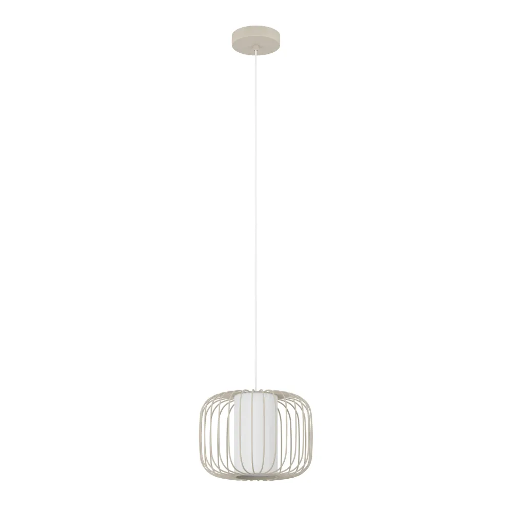 EGLO hanglamp Terrarosa - e27 - ø 28,5 cm - zand/wit - textiel