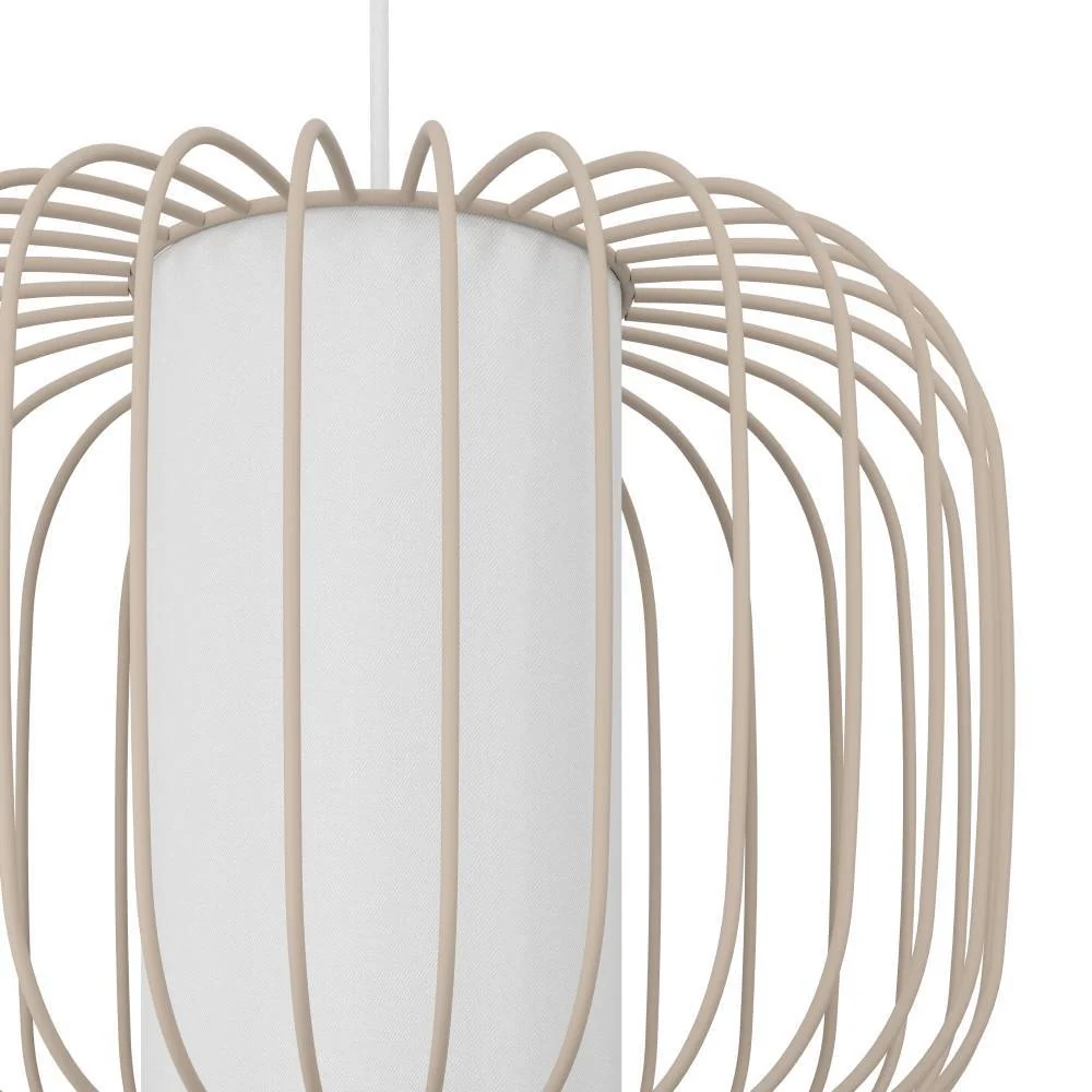 EGLO hanglamp Terrarosa - e27 - ø 28,5 cm - zand/wit - textiel