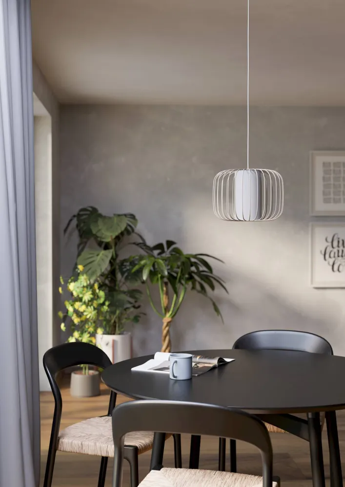 EGLO hanglamp Terrarosa - e27 - ø 28,5 cm - zand/wit - textiel