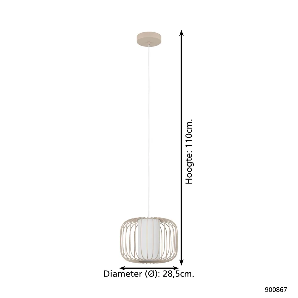 EGLO hanglamp Terrarosa - e27 - ø 28,5 cm - zand/wit - textiel