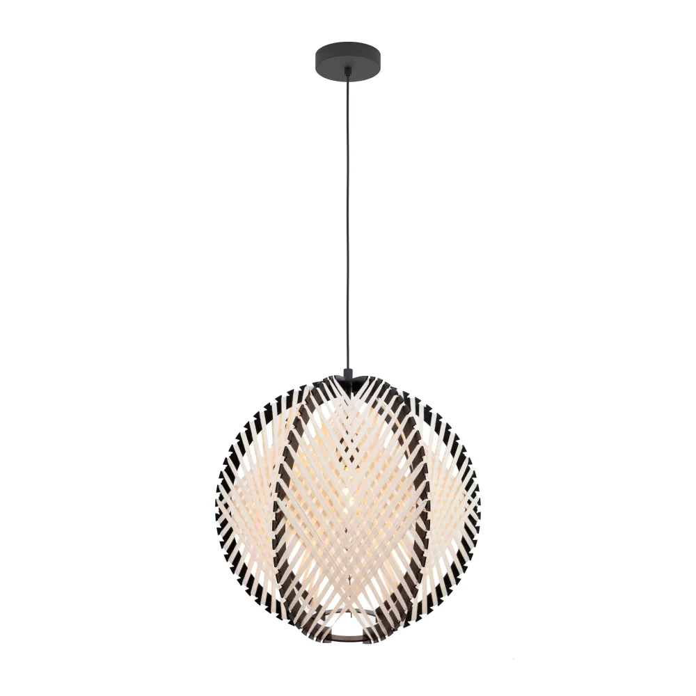 EGLO hanglamp Waverton - e27 - ø 48 cm - zwart/wit - textiel