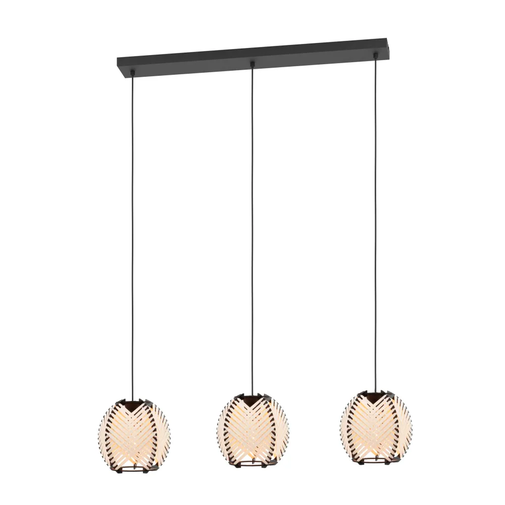 EGLO hanglamp Waverton - e27 - 92 cm - zwart/wit - textiel