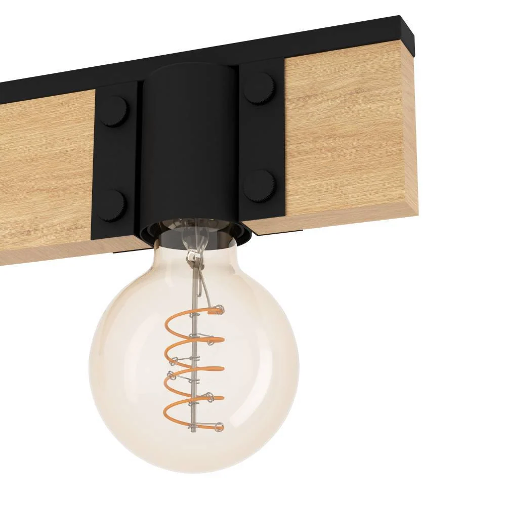EGLO plafondlamp Bailrigg - e27 - 65,5 cm - zwart/bruin - hout/staal
