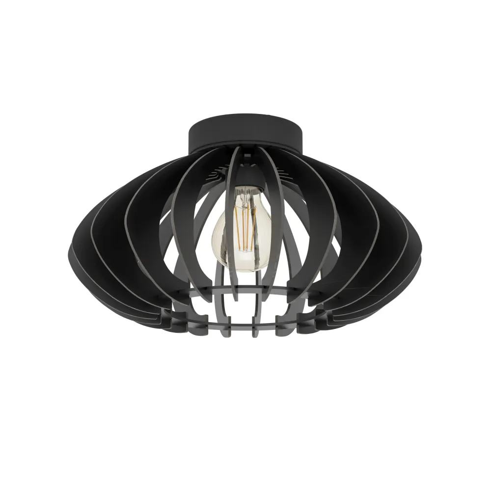 EGLO plafondlamp Cossano 3 - e27 - ø38 cm - hout - zwart
