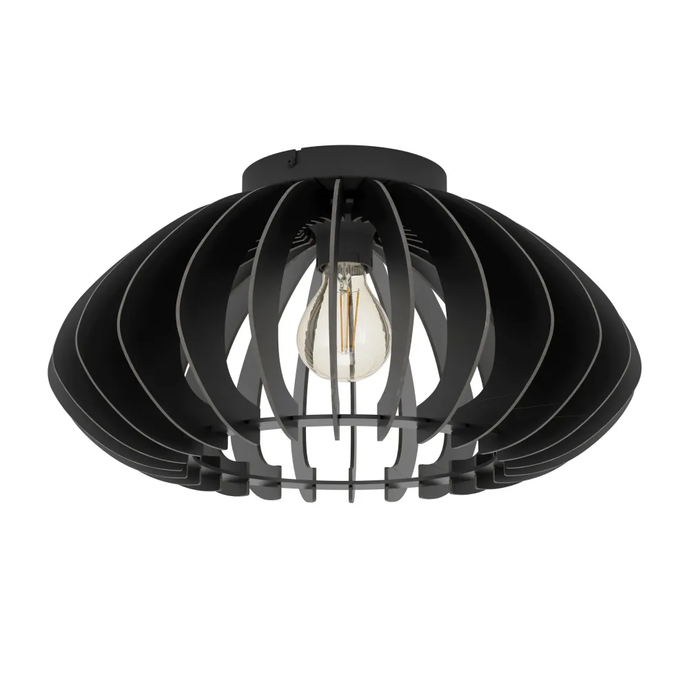 EGLO plafondlamp Cossano 3 - e27 - ø45 cm - hout - zwart