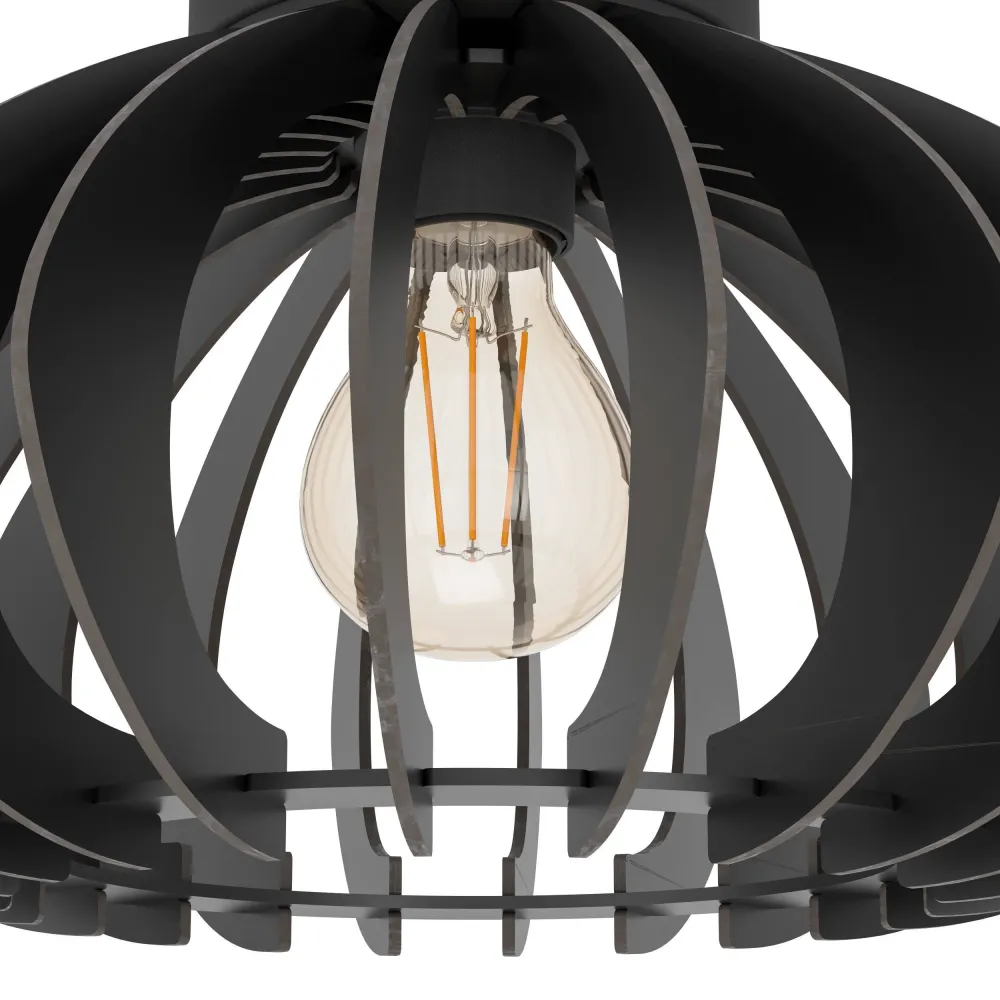 EGLO plafondlamp Cossano 3 - e27 - ø45 cm - hout - zwart