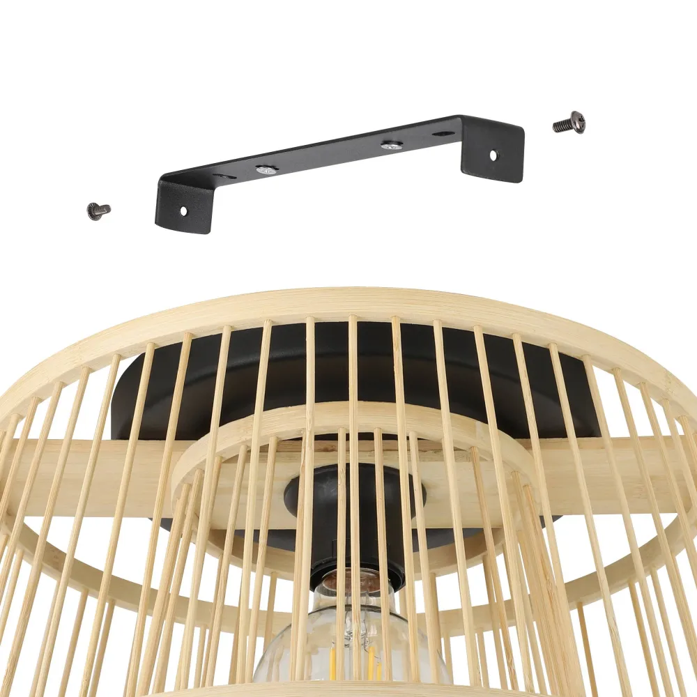 EGLO plafondlamp Hykeham - e27 - ø 38 cm - zwart/hout