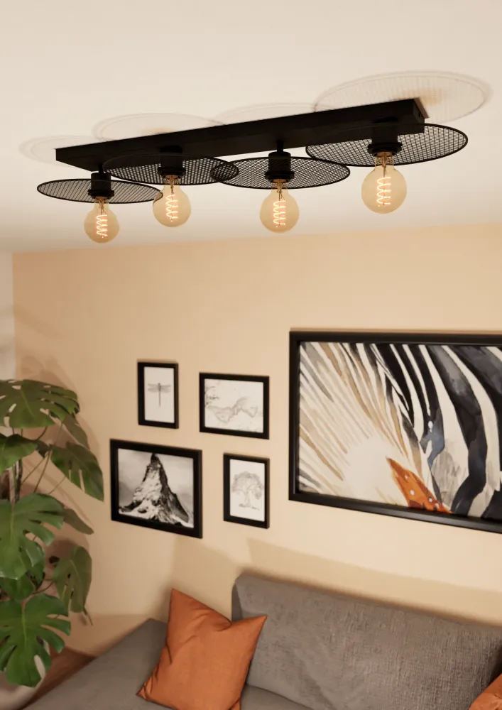 EGLO plafondlamp Ikeston - e27 - 95 cm - zwart - staal