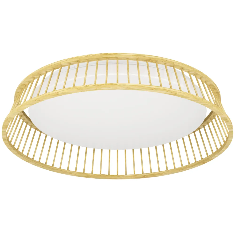 EGLO plafondlamp Luppineria - led - ø 45 cm - bruin/wit - hout