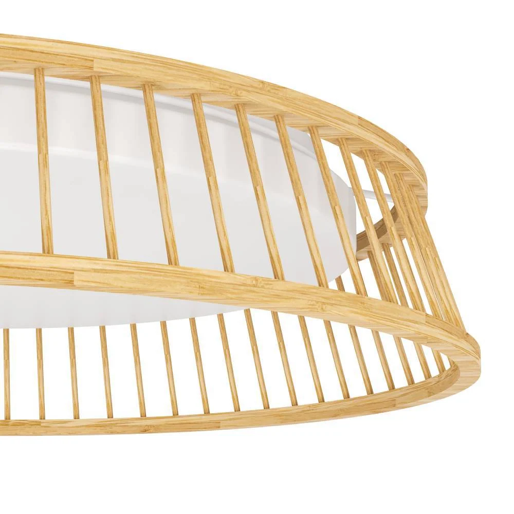 EGLO plafondlamp Luppineria - led - ø 45 cm - bruin/wit - hout