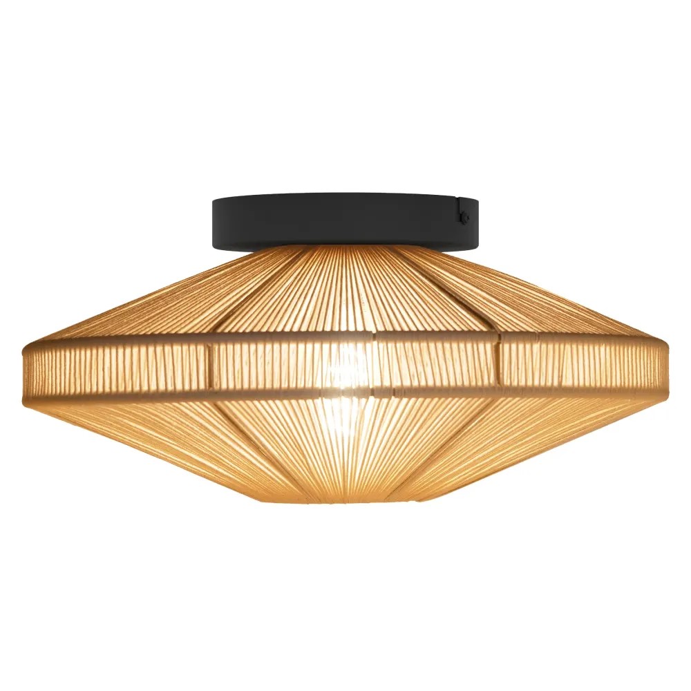 EGLO plafondlamp Midsumer - e27 - ø 38 cm - zwart/crème - textiel
