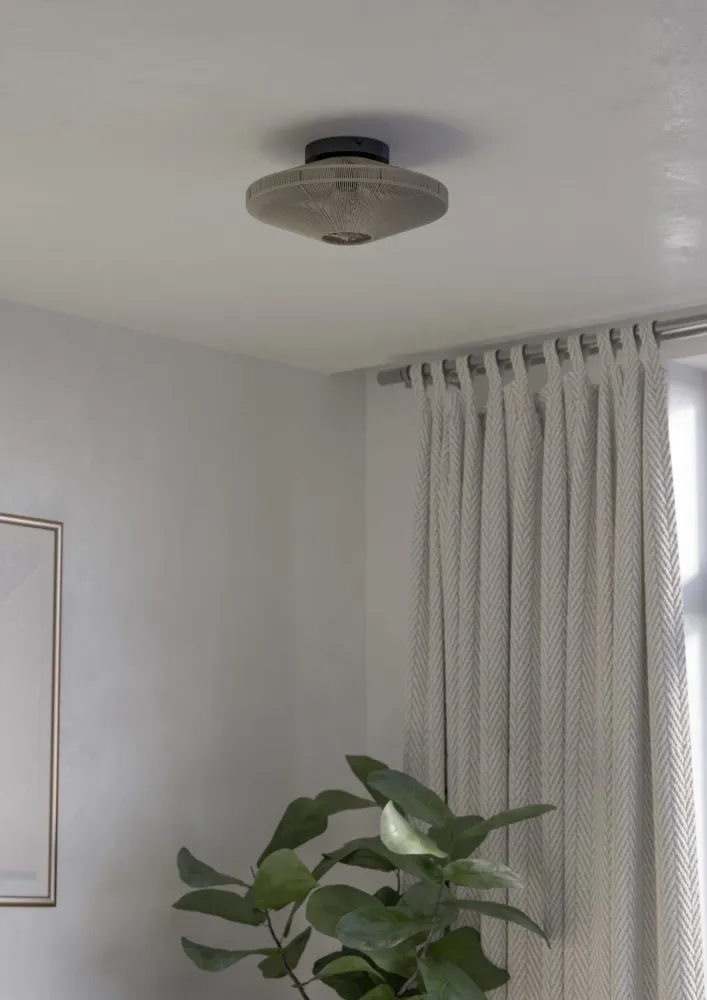 EGLO plafondlamp Midsumer - e27 - ø 38 cm - zwart/crème - textiel