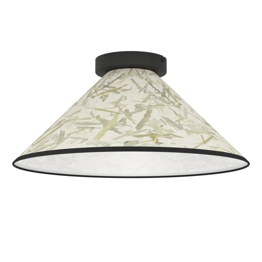EGLO plafondlamp Oxpark - e27 - ø 42 cm - zwart/wit/groen - bamboe