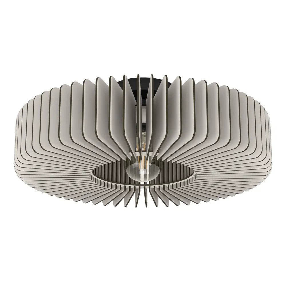 EGLO plafondlamp Palombaia - e27 - ø 50 cm - grijs/zwart - hout/staal