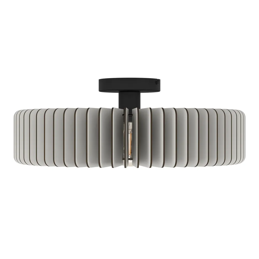 EGLO plafondlamp Palombaia - e27 - ø 50 cm - grijs/zwart - hout/staal