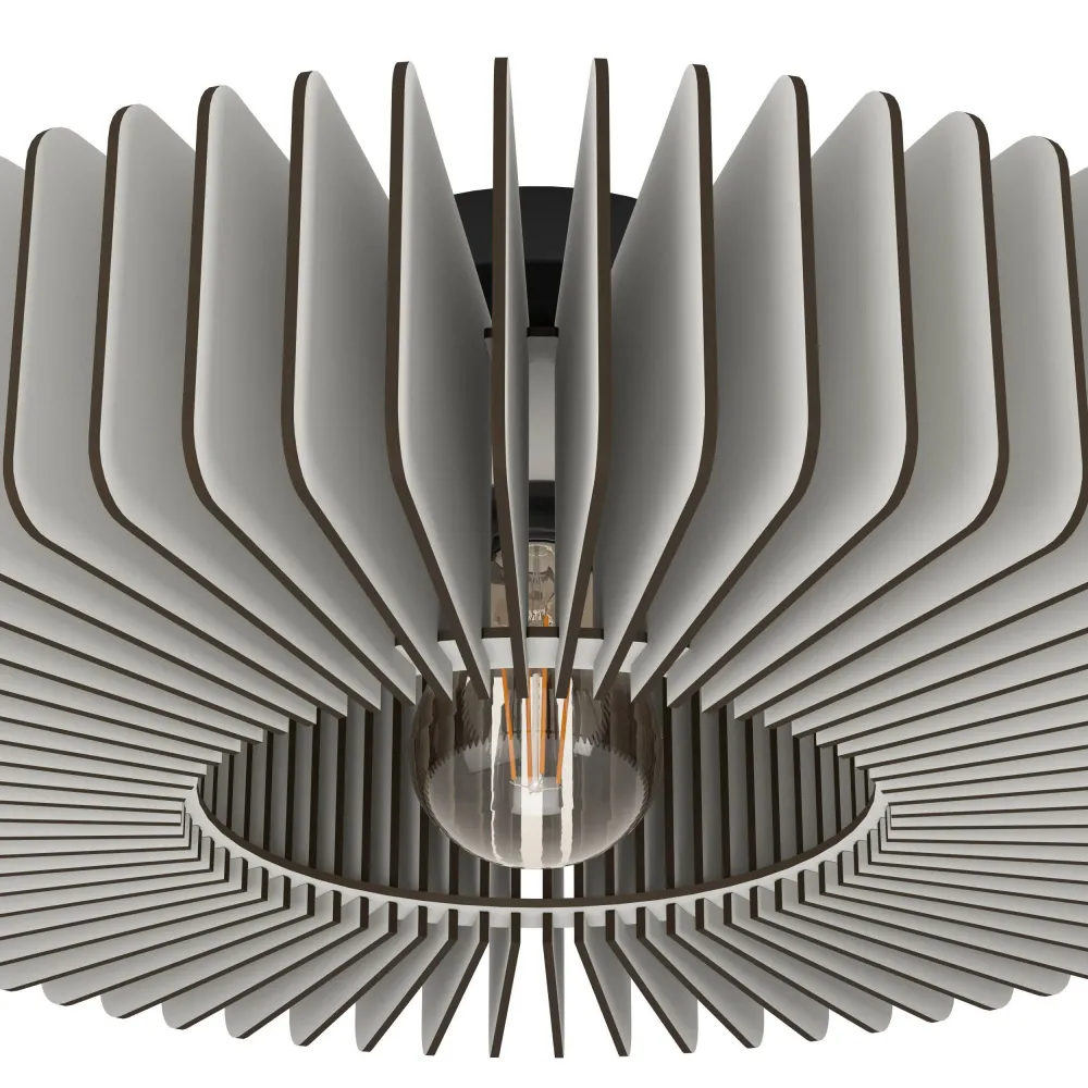 EGLO plafondlamp Palombaia - e27 - ø 50 cm - grijs/zwart - hout/staal