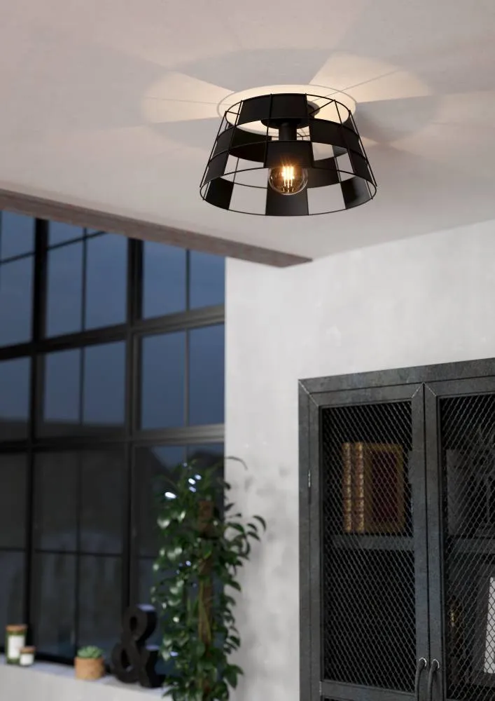 EGLO plafondlamp Pontefract - e27 - ø 42 cm - zwart - staal