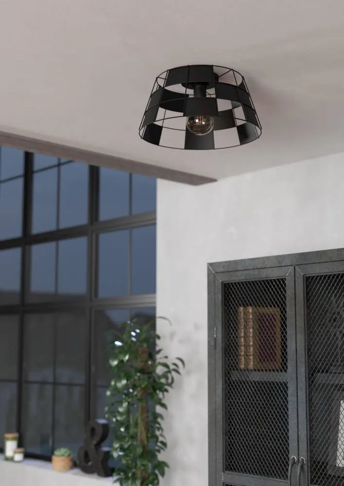 EGLO plafondlamp Pontefract - e27 - ø 42 cm - zwart - staal