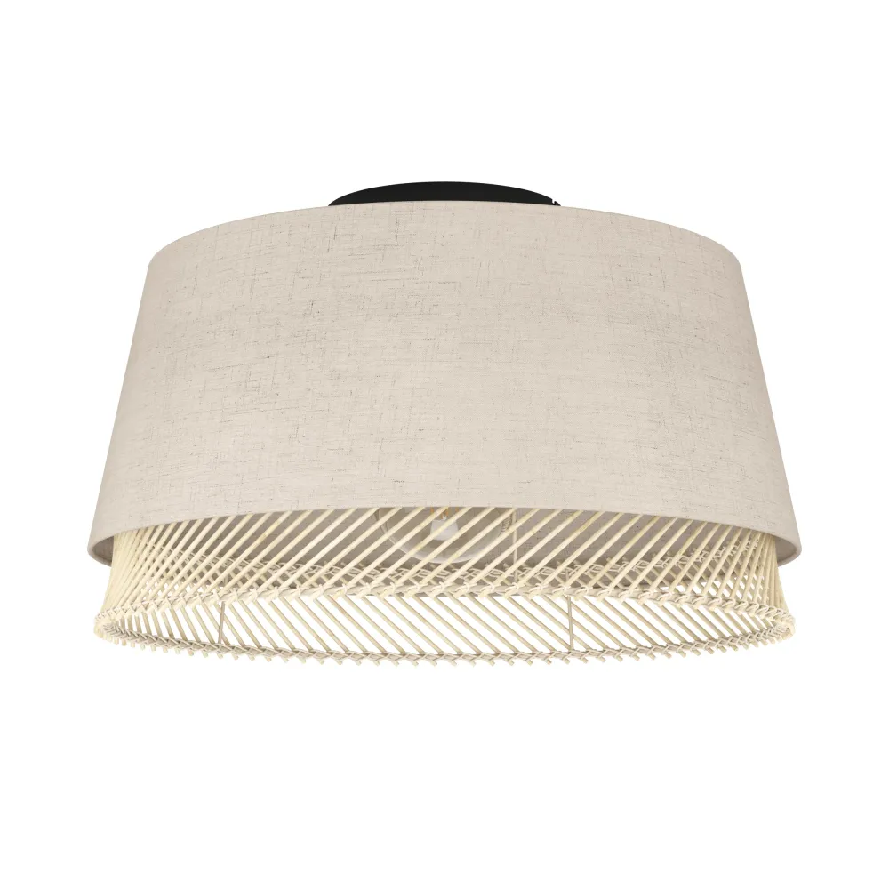 EGLO plafondlamp Tabley - e27 - ø 38 cm - natuur/bruin/zwart - textiel