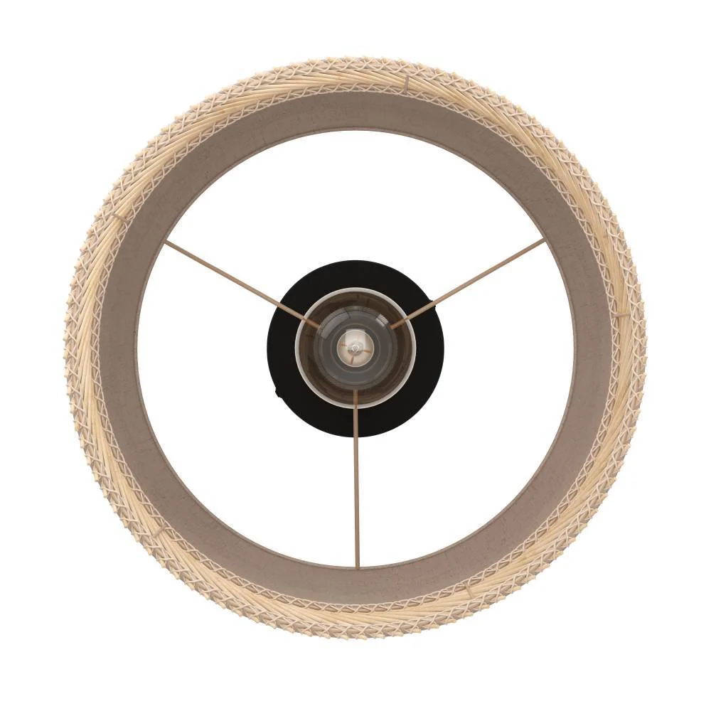 EGLO plafondlamp Tabley - e27 - ø 38 cm - natuur/bruin/zwart - textiel