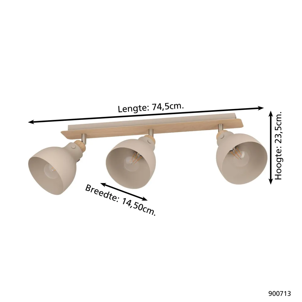 EGLO spot Arrecife - e27 - 74,5 cm - bruin/beige - staal