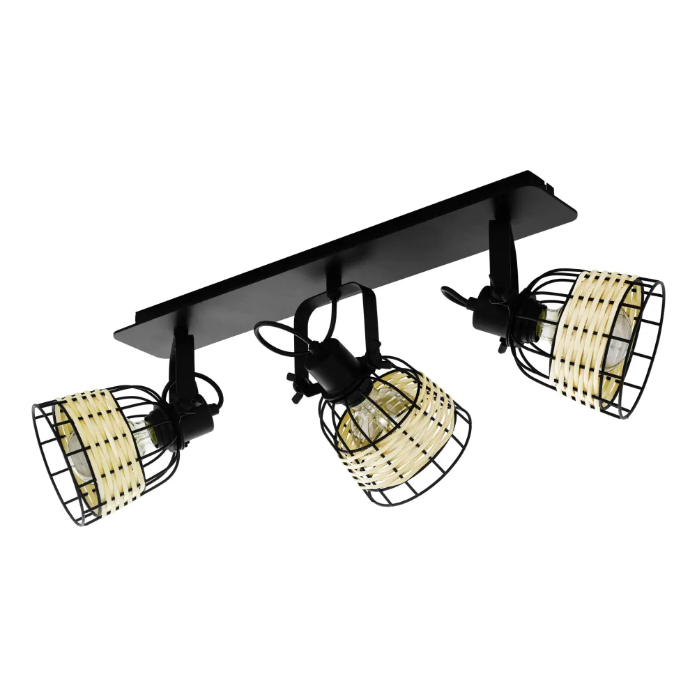EGLO spot Anwick 1 - e27 - 67 cm - zwart/rotan
