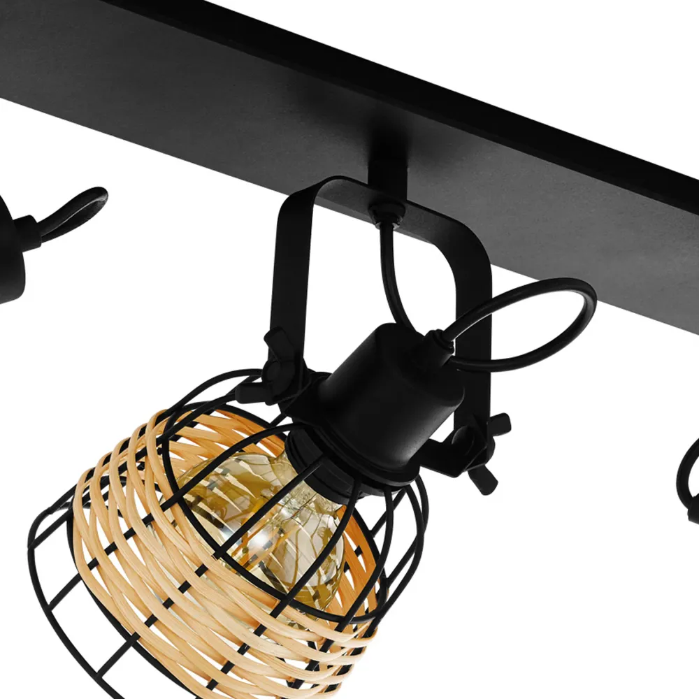 EGLO spot Anwick 1 - e27 - 67 cm - zwart/rotan