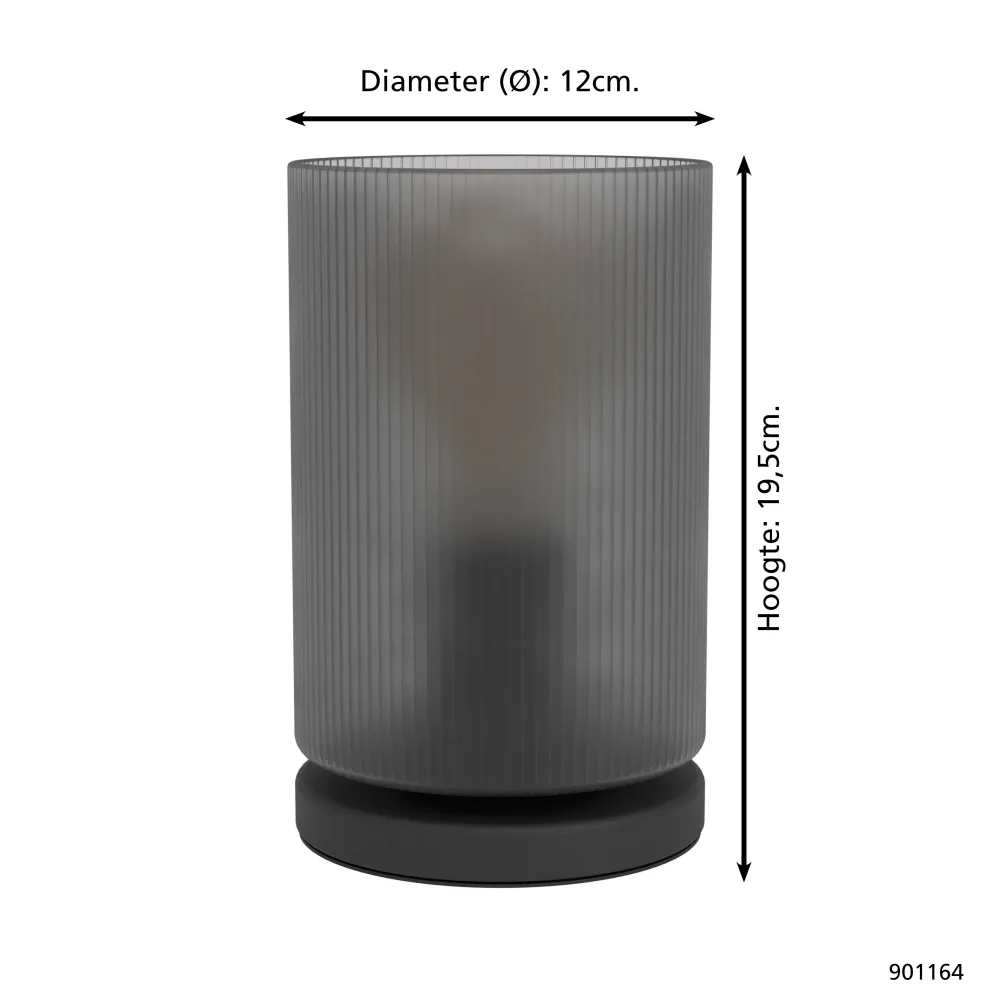 EGLO tafellamp Colomera - e27 - 19,5 cm - zwart/mat grijs
