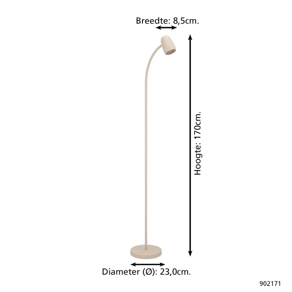 EGLO vloerlamp Carlo - 170 cm - zandkleur