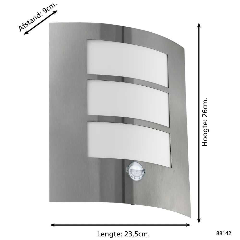 EGLO wandlamp buiten City - e27 - 23.5 cm - rvs