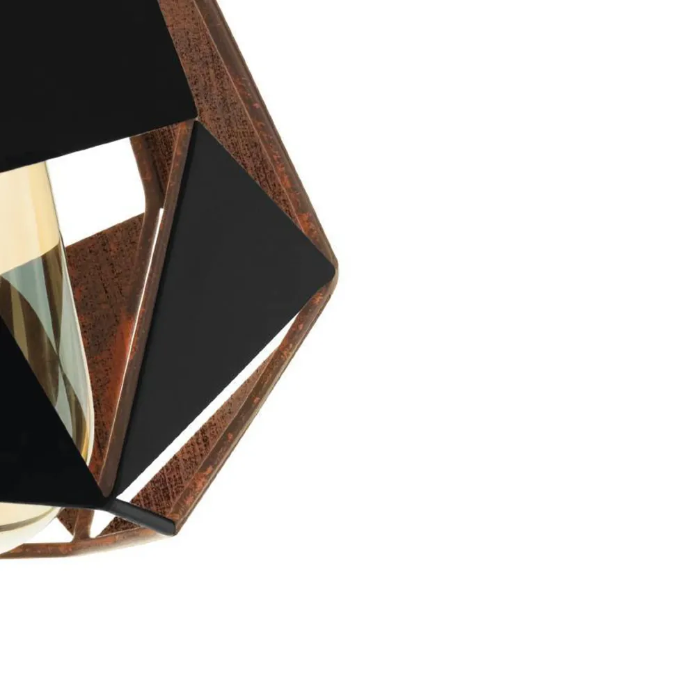EGLO wandlamp Carlton 4 - e27 - 16 cm - zwart/koper