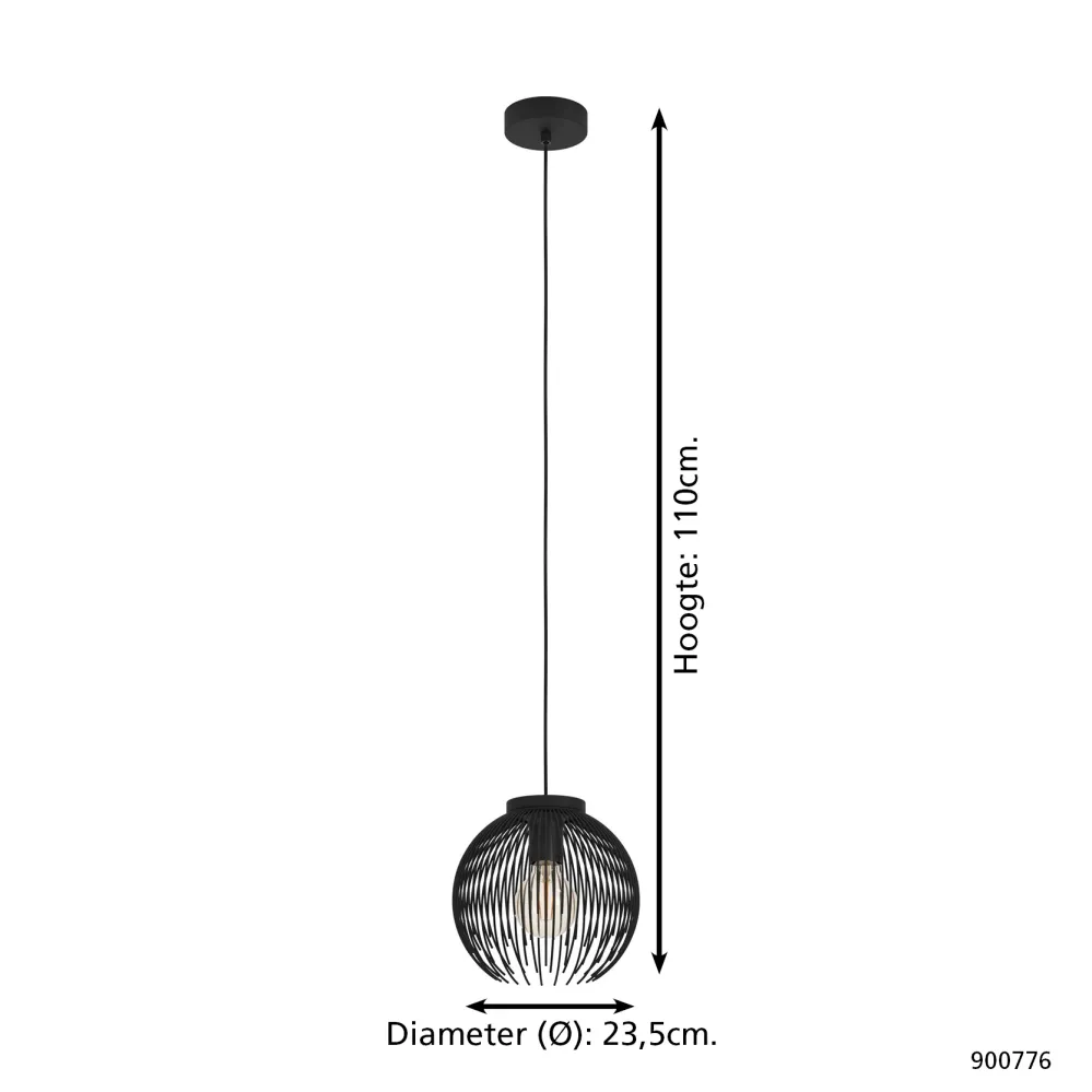 EGLO hanglamp Venezuela- - E27 - Ø 23,5 cm - Zwart
