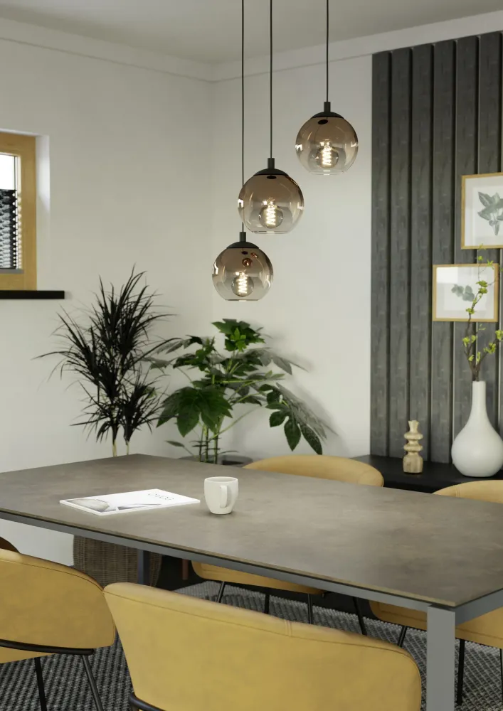 EGLO hanglamp Ariscani 1 - ø 42,5 cm - koperglas - 3 lichts - zwart
