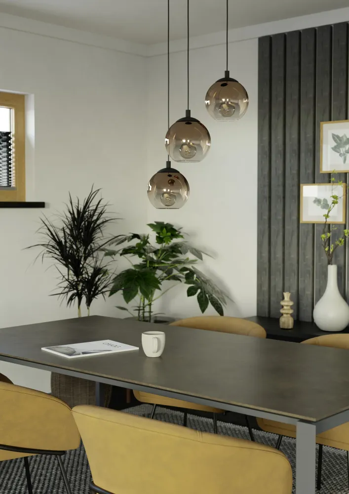 EGLO hanglamp Ariscani 1 - ø 42,5 cm - koperglas - 3 lichts - zwart