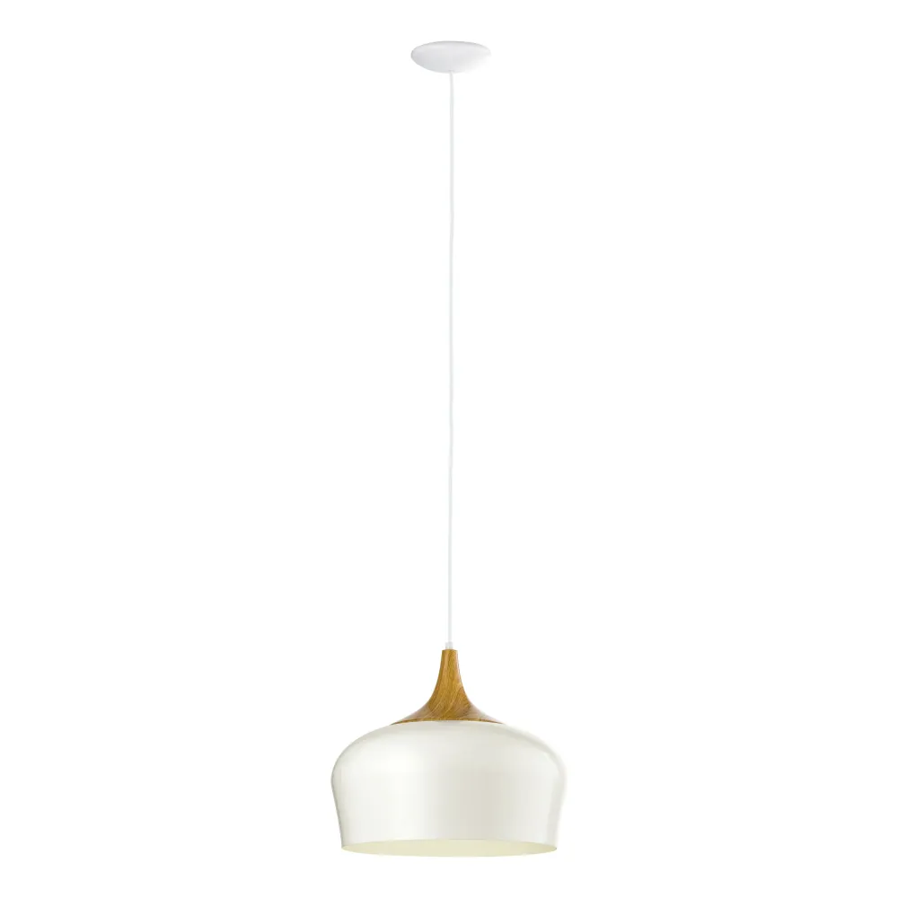 EGLO hanglamp Obregon - 1 lichts - ø350mm. - creme, eik