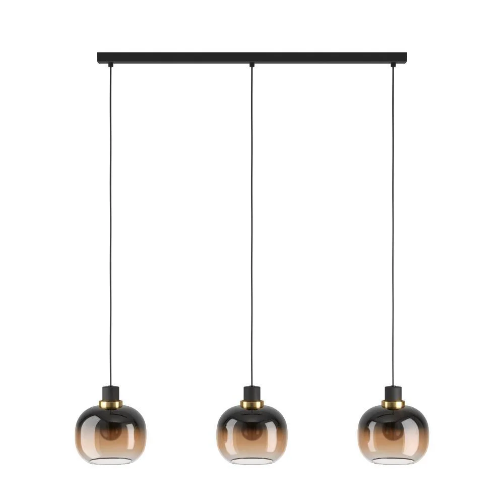 EGLO hanglamp Oilella - e27 - 95 cm - amber glas - zwart